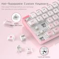 Womier WK68 60% Pink Gaming Mechanical Keyboard Mini RGB Keyboard Hot-Swappable Keyboard Wire Pudding PBT Keycap Red Switch. 