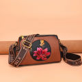 Ethnic style embossed painted mom bag female 2024 new multi-layer one-shoulder crossbody large-capacity pillow bag.