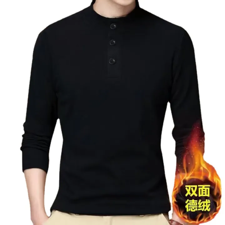 Double-sided%20velvet%20stand%20collar%20padded%20long%20sleeve%20t-shirt%20men's%20solid%20color%20autumn%20and%20winter%20thermal%20base%20layer%20top%20korean%20autumn%20coat%20-%20Image%205