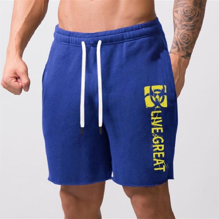 Summer%20Shorts%20Men%20Loose%20Large%20Size%20Breathable%20Knee%20Lenght%20Pants%20Solid%20Color%20Printing%20Running%20Shorts%20Simple%20Fashion%20Gym%20Shorts%20-%20Image%203