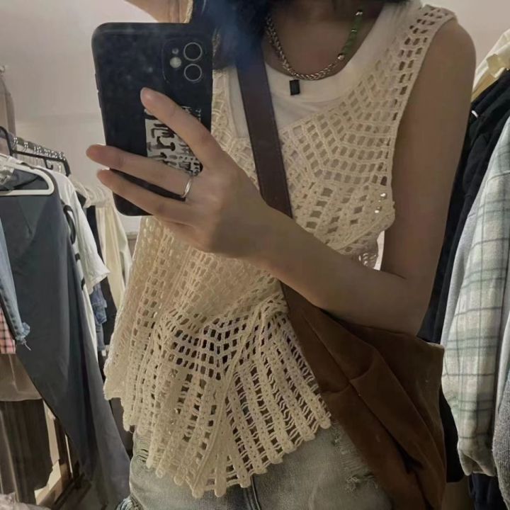 Women's%20Crocheted%20Hollow-out%20Knitted%20Vest%20Jacket%20Summer%20New%20Korean%20Style%20Retro%20Loose%20Sleeveless%20Sling%20Blouse%20-%20Image%209