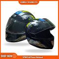 STM Full Face Helmet for Men & Women – Black & Red Stylish Graphics | Comfortable Bike & Motorbike Helmet | Fullface Riding Helmet for Scooty & Motorcycle | STM Branded Stylish Helmet.