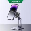 UGREEN Magnetic Phone Stand for Desk Cell Phone Holder Adjustable for iPhone 14 13 12 Pro Max 11 XS , Nintendo Switch, Aluminum Metal Desktop Phone Stand.
