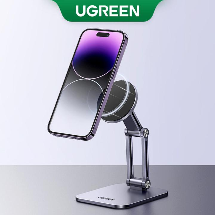 UGREEN Magnetic Phone Stand for Desk Cell Phone Holder Adjustable for iPhone 14 13 12 Pro Max 11 XS , Nintendo Switch, Aluminum Metal Desktop Phone Stand