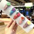 Child Fruit Hair Clip Color Quicksand Transparent Fruit Hair Clip Girl BB Edge Clip for Young Girl Kid Hair Accessories - 5 Piece. 