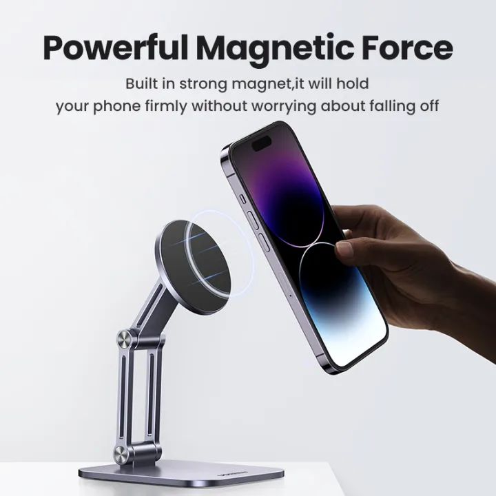 UGREEN%20Magnetic%20Phone%20Stand%20for%20Desk%20Cell%20Phone%20Holder%20Adjustable%20for%20iPhone%2014%2013%2012%20Pro%20Max%2011%20XS%20,%20Nintendo%20Switch,%20Aluminum%20Metal%20Desktop%20Phone%20Stand%20-%20Image%203