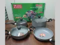 Kiam Non Stick 7 In 1 Piece Non-Induction Cookware Set Marble Coating Layers For Superior.