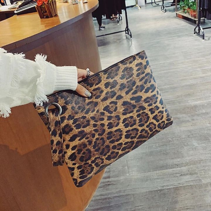 Casual Bags for Women Animal Print Leopard Clutch Female Fashion Design Leather Wallet Messenger Bag Ladies Elegant Handbag