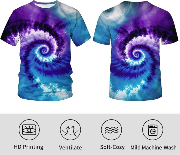 Srcnhim%20Men's%20Psychedelic%20Colorful%20The%20Eye%20of%20God%20Rainbow%203D%20Printing%20Tie-Dye%20T-Shirt%20Tee%20-%20Image%203
