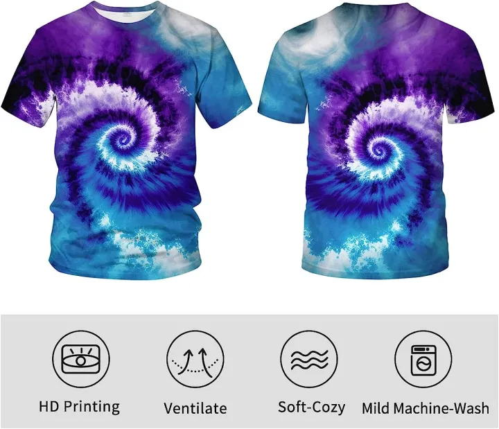 Srcnhim%20Men's%20Psychedelic%20Colorful%20The%20Eye%20of%20God%20Rainbow%203D%20Printing%20Tie-Dye%20T-Shirt%20Tee%20-%20Image%203