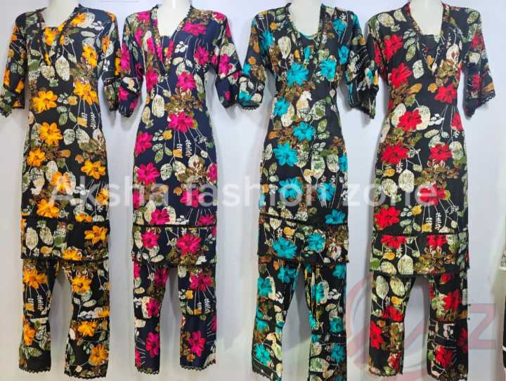 Sallower Stitched Digital Print kora Pure Linen Fabrics With Laich Work Stylist ...