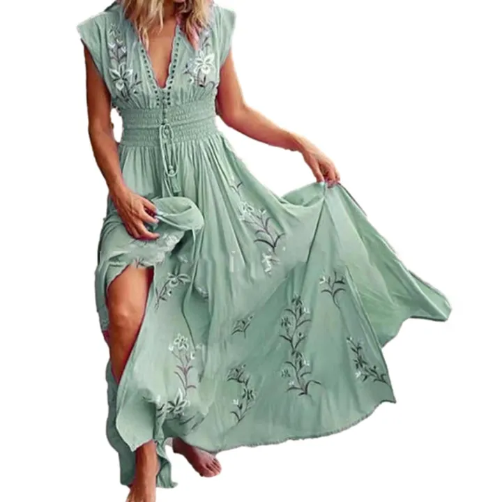 Elegant%20Vintage%20Women%20Maxi%20Dress%20Sleeveless%20V%20Neck%20Floral%20Print%20Large%20Hem%20Long%20Polyester%20Dress%20for%20Party%20Dating%20Daily%20-%20Image%202