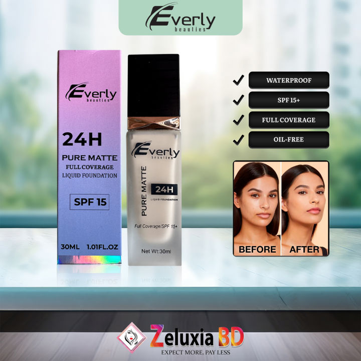 Everly Beauties Pure Matte Full Coverage Liquid Foundation with Spf 15+