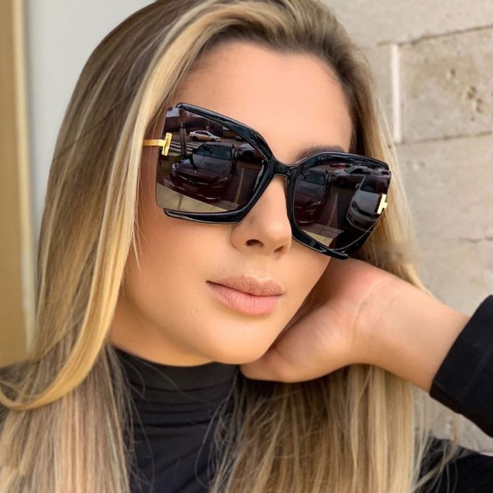 Brand Designer T Sunglasses 2024 New Oversized Square Women Sun Glasses Female Big Frame Colorful Shades for Female Oculos
