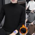 Men Sweater Half High Collar Long Sleeves Stretchy Men T-shirt Autumn Winter Double Sided Velvet Bottoming Business Top. 