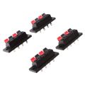 4-WAY Speaker Terminal Block 4 Way Connector Vertical Amplifier PCB Mount 4 Positions Cables Jointing Clamp Test Clip Stereo Strip Shape Push Release Plate 2 Black 2 Red.