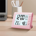 LED Display Electronic Clock Alarm Clock Temperature Desk Clock,B. 
