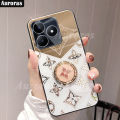For Realme Note 50 Case Mirror Casing Ring Holder Phone Casing for Realme Note 50 Cover Clover Design with Lanyard. 