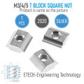 M3 M4 M5 T Block Square Nuts T-Track Sliding Hammer Nut for Fastener Aluminum Profile 2020 Series. 