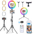 10 inch RGB LED Soft Ring Light with Tripod Stand for Photography Makeup YouTube Video Shooting Selfie.
