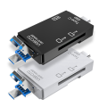 2X 6 in 1 USB 3.0 OTG Card Reader for Secure Digital/TF Cardreaders Splitter Adapter for Mobile Phone Computer-Black. 