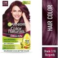 Indian product Hair styling Garnier Color Natural Burgundy shade no 3.16 used for male/female - 70 ml + 60 gm.
