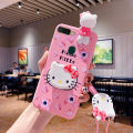 Phone Case For OPPO A7 A5S A12 A3S A37 A9  A5  A53 A92 A52 A31  Cartoon cute 3D Hello Kitty phone case soft silicone phone case cover bracket lanyard. 
