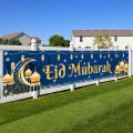 Eid Mubarak Outdoor Banner Flag Ramadan Kareem Porch Door Banner Ramadan Decoration for Islamic Muslim Home Party Decoration.