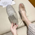 Beach shoes, jelly shoes, flat plastic sandals, bath, crystal bathroom, stinky summer, hollow women's soft.