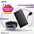 Jitben Man's Daily Needs Combo ( Leather Wallet & Belt+ Key Chain). 