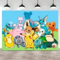Kids Birthday Party Backdrop Pokemon Theme Decoration Pikachu Photography Background Pocket Monster Event Wall Photo Banner. 