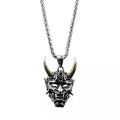 Japanese Oni Samurai Necklace Punk Personality Demon Ghost Mask Pendant Necklaces Men Jewelry Hip Hop Rock Long Chain Jewelry. 