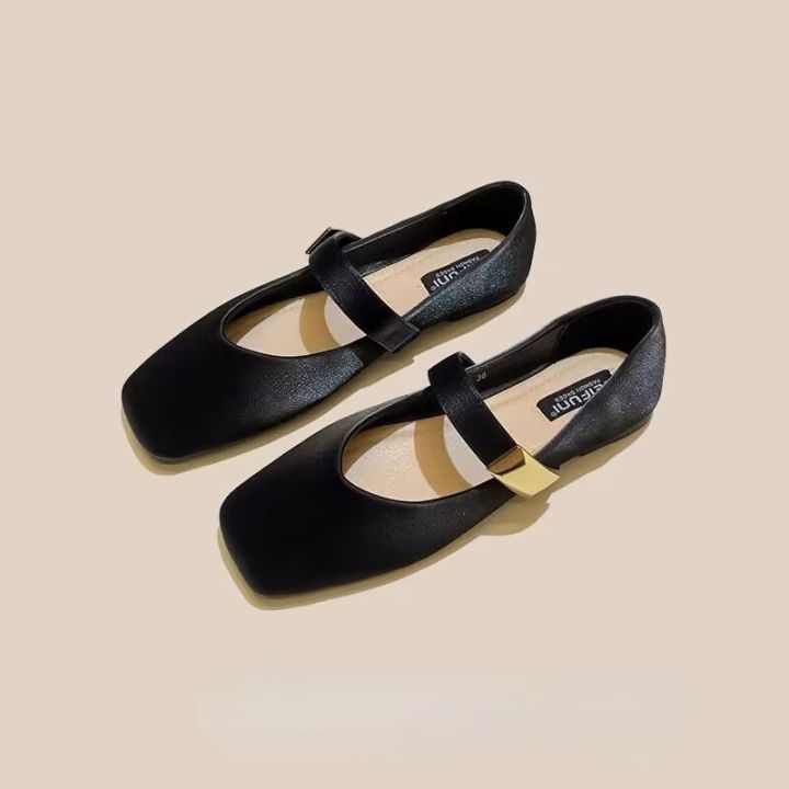 Women's%20Flats%20Shoes%202024%20Spring%20New%20Fashionable%20Square%20Toe%20Women%20Ballet%20Flats%20Shoes%20Solid%20Simple%20Shallow%20Ladies%20Single%20Shoes%20-%20Image%203