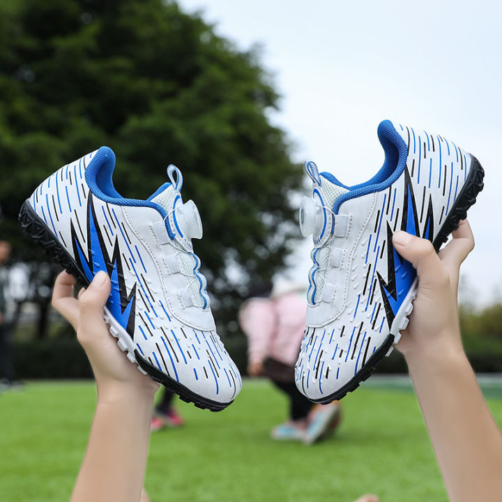 Rotating Button Velcro No-Tie Macy Children's Football Shoes Training ShoesTFBroken Nail Boys and Girls Students