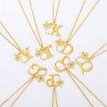 Fashion Beauty Face Flower Initial Stainless Steel Letter Pendant Necklace Fine Gold Plated 26 Alphabet Necklace for Women. 