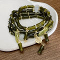 Green hurried opal beading new Chinese bamboo slub safety buckle bracelet women's light luxury design sense glass bracelet. 