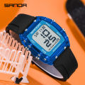 SANDA Solid Color Transparent Dial Multifunctional Timing Watch Outdoor Waterproof Night Light Men's Watch SD2175-6. 