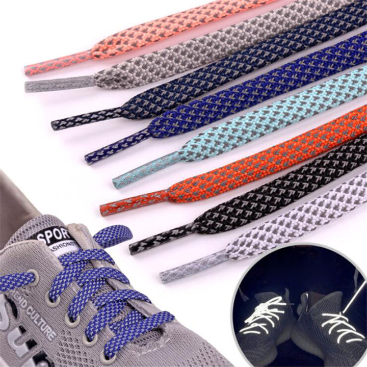 YUNTOUNIAO 1Pair 100cm Reflective Shoelaces Luminous Flat