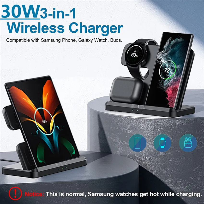 30W in Wireless Charger Stand for Samsung Galaxy S22 S21 Ultra