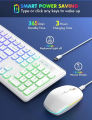 Wireless Keyboard and Mouse Combo RGB Backlit, Rechargeable Light Up Letters, Full-Size. 