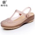 Veblen Cave Shoes Women's Summer Slippers Non-slip Soft Sole Beach Jelly Solid Color Toe Sandals. 