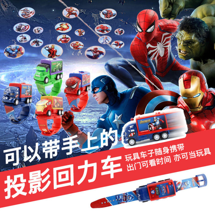 Dropshipping children's digital transformer toy watches, pull back car projection watches, cartoon electronic watch gifts