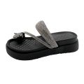 Shiny Crystal Butterfly Flat Heeled Sandals Women 2024 Summer Clip Toe Platform Slippers Woman Soft Thick Sole Flip-Flops Slides.