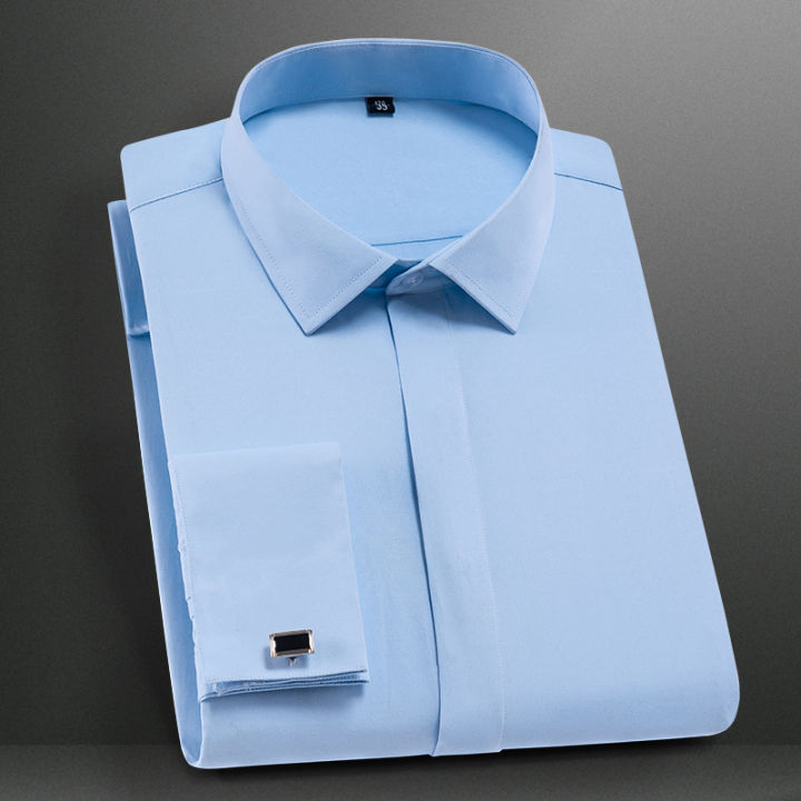 M-6XL%20Classic%20Men's%20French%20Cuffs%20Dress%20Shirt%20Long%20Sleeve%20Covered%20Placket%20Formal%20Business%20Standard-fit%20Office%20Work%20White%20Shirts%20KEEMEEUYZO%20-%20Image%207