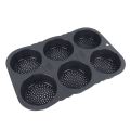 Baking Mould 6 Cavity Easy To Clean Reliable Silicone Hamburger Bun Mould Foldable Multipurpose for Microwaves for Restaurant.
