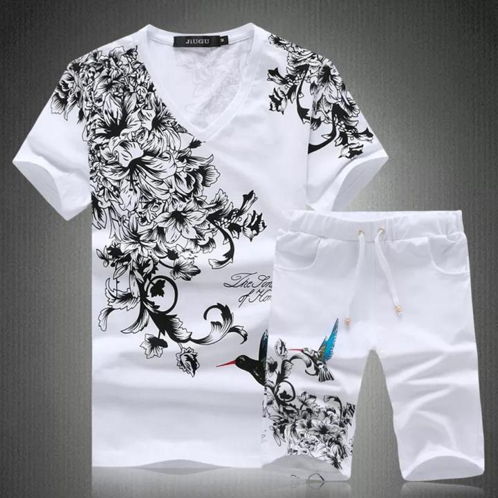 Casual Comfort - White Cotton Combo T-Shirt & Pant Set for Men - Stylish T-Shirt paired with Two Quarter Pants