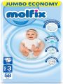 Molfix 3 Tape Baby Diaper 4-9kg 58 Pcs Pack, Made in Turkey.