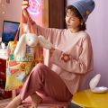 Pajama Sets Women Kawaii Print Chic Ulzzang Soft Spring Fall Lady Pjs Sleepwear Oversize Popular Ins Loose Preppy Girls Homewear. 