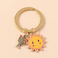 Cute Smile Sun Keychains Enamel Plant Cactus Charms Keyrings Women Men Handbag Pendants Key Chains Accessories DIY Jewelry Gifts. 