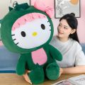35/50/65cm Sanrio Kawaii Hello Kitty Dinosaur Plush Toy Cartoon Doll Room Decoration Sleeping Throw Pillow Kids Birthday Gift. 